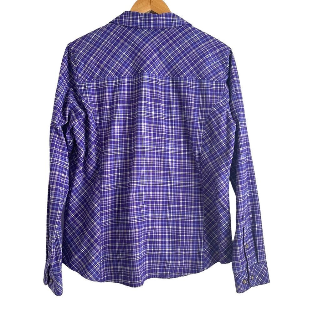 Cabela's Women's Purple and White Checkered Heavier Weight Flannel Shirt - Picture 4 of 5